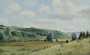Maisema, n. 1849-55 (öljy paneelille) tekijältä Lionel Constable