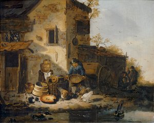 Maanviljelijä ruokkii kanojaan ... tekijältä Lionel Hamilton Renwick