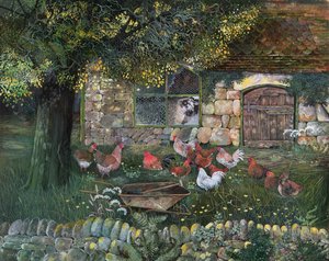 Kanantalo, 1988 (musteet, guassi) tekijältä Lisa Graa Jensen