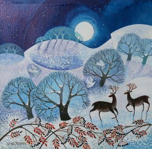 Snowy Land, 2017, (akryyli tussilla paperille) tekijältä Lisa Graa Jensen