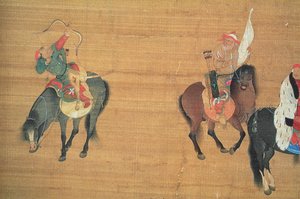 Kublai Khan (1214-94) Metsästys (yksityiskohta), Yuan-dynastia (muste ja väri silkillä) (katso 150417)