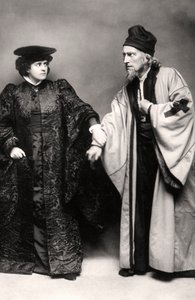 Gertrude Elliott ja Johnston Forbes-Robertson elokuvassa Venetsian kauppias, 1900-luvun alku.