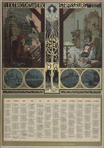 Strasbourgin sähkölaitos. Kalenteri vuodelle 1907, 1906. tekijältä Léo Schnug