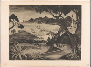 Vuoristomaisema lahden kanssa korsikassa La Corse (alkuperäinen nimi) tekijältä Lodewijk Schelfhout (signed by artist)