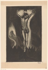 Kristus ristillä Le Christ II (alkuperäinen nimi) tekijältä Lodewijk Schelfhout (signed by artist)