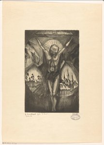 Kristus ristillä Le Christ I (alkuperäinen nimi esineessä) tekijältä Lodewijk Schelfhout (signed by artist)