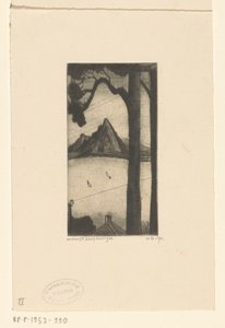 Korsikan maisema Les Sapins Corses (alkuperäinen nimi) tekijältä Lodewijk Schelfhout (signed by artist)