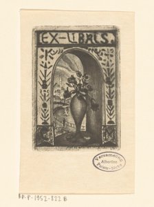 C. van der Meulenin ekslibris tekijältä Lodewijk Schelfhout (signed by artist)