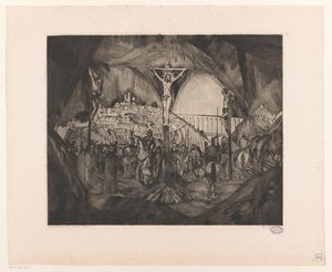 Golgata I (alkuperäinen nimi esineessä) tekijältä Lodewijk Schelfhout (signed by artist)