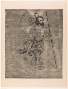 Pyhä Christopher Kristus-lapsen kanssa Saint Christophe (alkuperäinen nimi) tekijältä Lodewijk Schelfhout (signed by artist)