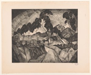 Mäkistä maisemaa Provencessa La Provence (alkuperäinen nimi esineessä) tekijältä Lodewijk Schelfhout (signed by artist)