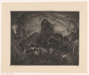 Mäkinen maisema puita Les Arbres (alkuperäinen nimi esineessä) tekijältä Lodewijk Schelfhout (signed by artist)