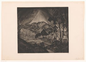 Mäkistä maisemaa ja teollisuutta Evoluutio (alkuperäinen nimi) tekijältä Lodewijk Schelfhout (signed by artist)