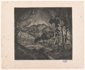Mäkistä maisemaa ja teollisuutta Evoluutio (alkuperäinen nimi esineessä) tekijältä Lodewijk Schelfhout (signed by artist)