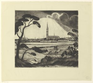 Hilversum ja sen ympäristö Hilversum (alkuperäinen nimi) tekijältä Lodewijk Schelfhout (signed by artist)