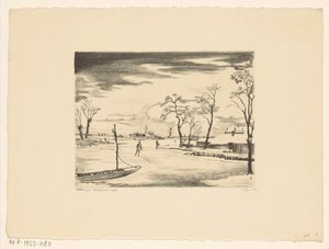 Hollannin talvimaisema II Hiver ja Hollande II (alkuperäinen nimi) tekijältä Lodewijk Schelfhout (signed by artist)