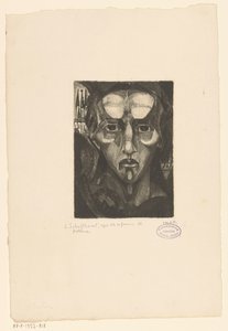 Naisen pää Tête de femme III (alkuperäinen nimi esineessä) tekijältä Lodewijk Schelfhout (signed by artist)
