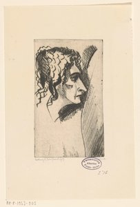 Naisen pää Tête de femme IV (alkuperäinen nimi) tekijältä Lodewijk Schelfhout (signed by artist)