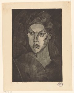 Naisen pää Tête de femme I (alkuperäinen nimi esineessä) tekijältä Lodewijk Schelfhout (signed by artist)