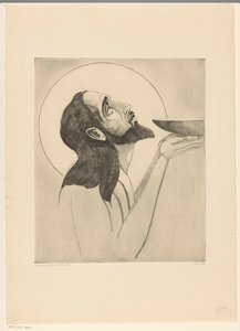 Johannes de Doper Pyhä Johannes Kastaja (alkuperäinen nimi) tekijältä Lodewijk Schelfhout (signed by artist)