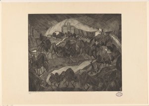 Linna kukkulalla Le Château I (alkuperäinen nimi esineessä) tekijältä Lodewijk Schelfhout (signed by artist)