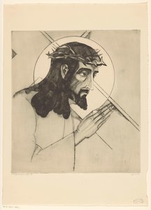 Kruisdraging Christ portant la croix (alkuperäinen nimi) tekijältä Lodewijk Schelfhout (signed by artist)