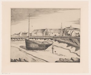 Rannikkoasutus La Baie de St. Pierre (alkuperäinen nimi) tekijältä Lodewijk Schelfhout (signed by artist)
