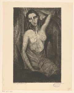 istuva nainen Femme assise (alkuperäinen nimi) tekijältä Lodewijk Schelfhout (signed by artist)