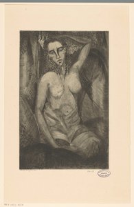 istuva nainen Femme assise (alkuperäinen nimi) tekijältä Lodewijk Schelfhout (signed by artist)