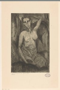 istuva nainen Femme assise (alkuperäinen nimi esineessä) tekijältä Lodewijk Schelfhout (signed by artist)