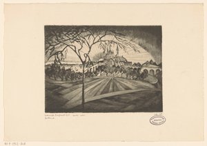 Auringonlasku Coucher de soleil (alkuperäinen nimi esineessä) tekijältä Lodewijk Schelfhout (signed by artist)