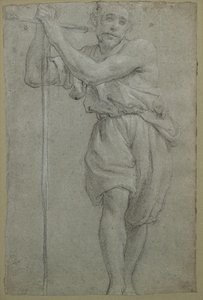 Mies nojaa puuristille (pastelli) tekijältä Lodovico (attr. to) Carracci