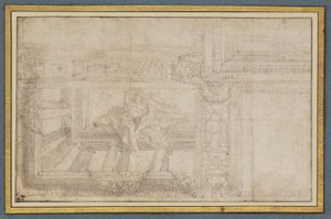 Ignudo, kattofreskon jälkeen Sala di Ulissessa, Palazzo Poggi, Bologna tekijältä Lodovico Carracci