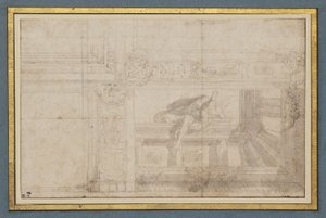 Ignudo, kattofreskon jälkeen Sala di Ulissessa, Palazzo Poggi, Bologna tekijältä Lodovico Carracci