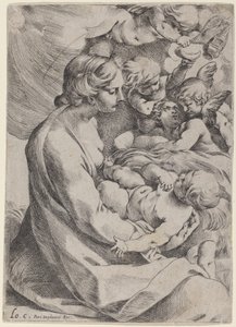 Madonna ja lapsi enkelien kanssa tekijältä Lodovico Carracci