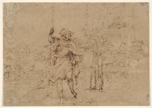 Pyhä Christopher (vai Saint Roch?) maisemassa tekijältä Lodovico Carracci