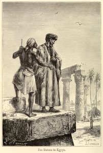 "Ibn Battuta Egyptissä" keskiaikainen matkailija Muhammad Ibn Battuta vierailee Egyptissä tekijältä Léon (after) Benett