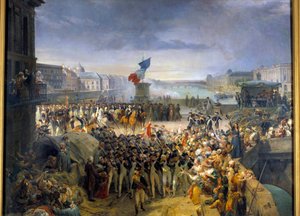 Pont Neufiin kokoontunut Pariisin kansalliskaarti lähti armeijaan syyskuussa 1792. Leon Cognietin maalaus (1794-1880) tekijältä Léon Cogniet