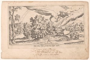 Jupiter valtaa Calliston tähtitaivaalla Le Fable de Calisto (sarjan nimi) Myytti Callistosta (sarjan nimi) tekijältä Léon Davent (attributed to)