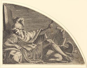 Mars istuu palkinnoilla tekijältä Léon Davent after Francesco Primaticcio