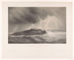 Graf van Francois-Rene de Chateaubriand Chateaubriandin hauta (Ilot du Grand Bey, Rade de St. Malo) (otsikko esineessä) tekijältä Léon Jean Baptiste Sabatier