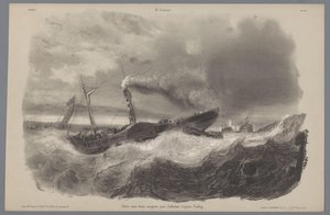Mela höyrylaiva myrskyssä Maaseutuelämän kuvaukset (sarjan nimi) La kampanja. Etudes varieés aux deux Crayons (sarjan nimi esineellä) tekijältä Léon Jean Baptiste Sabatier