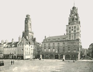 Vartiotorni ja Hotel De Ville, Calais, Ranska, 1895. tekijältä London Stereoscopic and Photographic Co