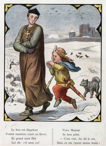 Lorenz Frolichin (1820-1908) kuvitus suositulle kappaleelle "The Good King Dagobert". Painos J. Hetzel.Noin 1880. tekijältä Lorens Frolich