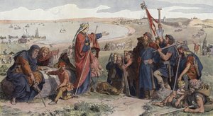 Thyra Dannebod tilaamassa Danevirken rakennusta