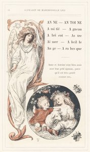 Anne, Antoine, Ystävyys, Karitsa, Aprikoosi, Tähti, Rakkaus, Mehiläinen, Enkeli, Arabeski, sivu 14 - Aakkoset, kirjoittanut Mademoiselle Lili, kirjoittanut L. Froelich ja isä (Hetzel itse). Bibliotheque  Magasin d