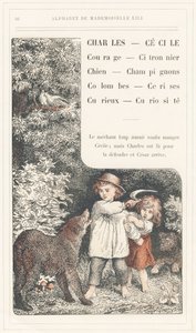 Charles, Cecile, Rohkeus, Sitruunapuu, Koira, Sienet, Kyyhkyset, Kirsikat, Utelias, Kuriositeetti, sivu 16 - Aakkoset Mademoiselle Lili, L. Froelich ja isä (Hetzel itse). Bibliotheque  Magasin d