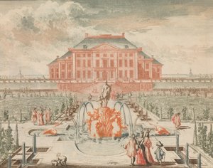 Konings Huis van de Tuin-zyde, jossa on Venuksen suihkulähde, julkaisussa: Tooneel Der Voornaamste N..., n.d..