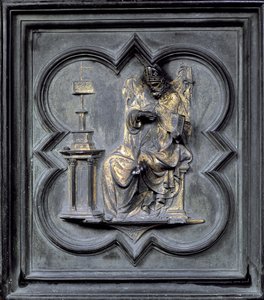 St Augustine, paneeli H San Giovannin kastekappelin pohjoisista ovista, 1403-24 (pronssi)
