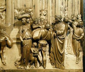 Josephin tarina, yksityiskohta alkuperäisestä kastekappelin East Doors -paneelista tekijältä Lorenzo Ghiberti